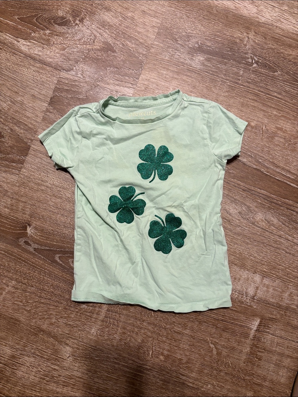 Crewcuts Light Green Tee with Dark Green Clover Graphics